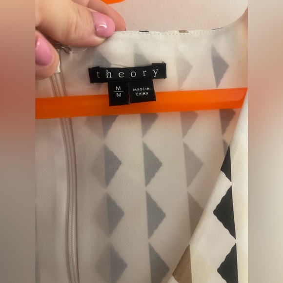 Theory Singa Diamond Print Silk Top Size M - Picture 2 of 6